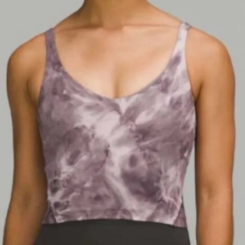 NWT LULULEMON Align Cropped Tank Top Brown Mauve Tie Dye Mauve Pink MULTI 10 NEW